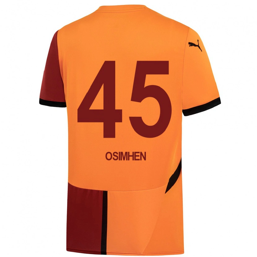 Danxen Hombre Camiseta Victor Osimhen #45 Amarillo Rojo 1ª Equipación 2024/25 La Camisa