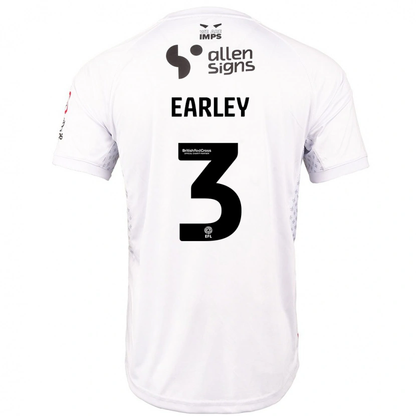 Danxen Hombre Camiseta Saxon Earley #3 Rojo Blanco 2ª Equipación 2024/25 La Camisa