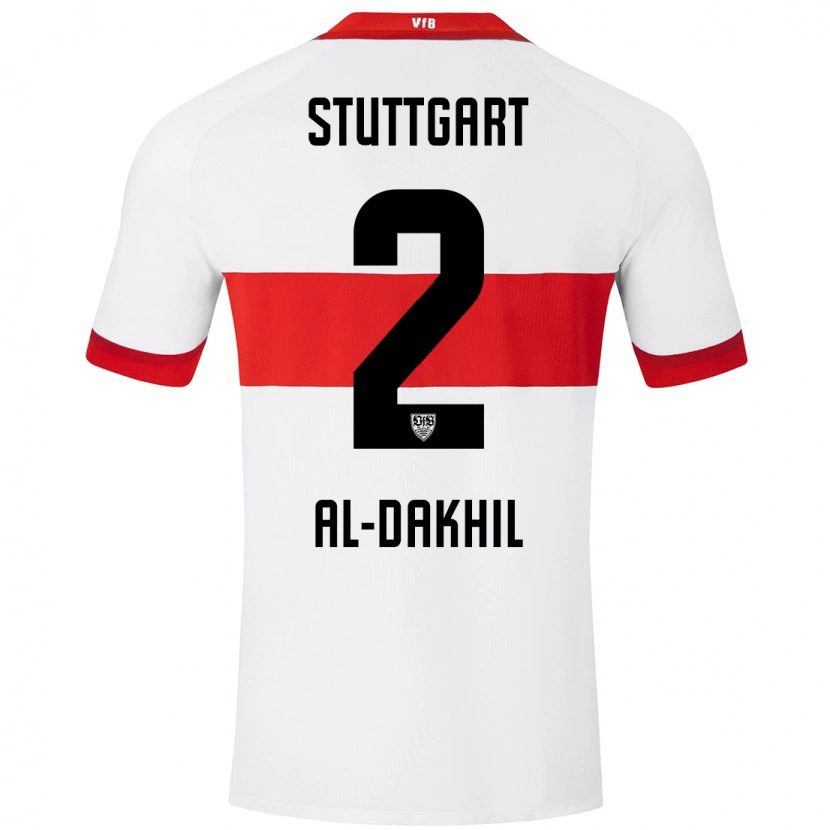 Danxen Hombre Camiseta Ameen Al-Dakhil #2 Blanco Rojo 1ª Equipación 2024/25 La Camisa