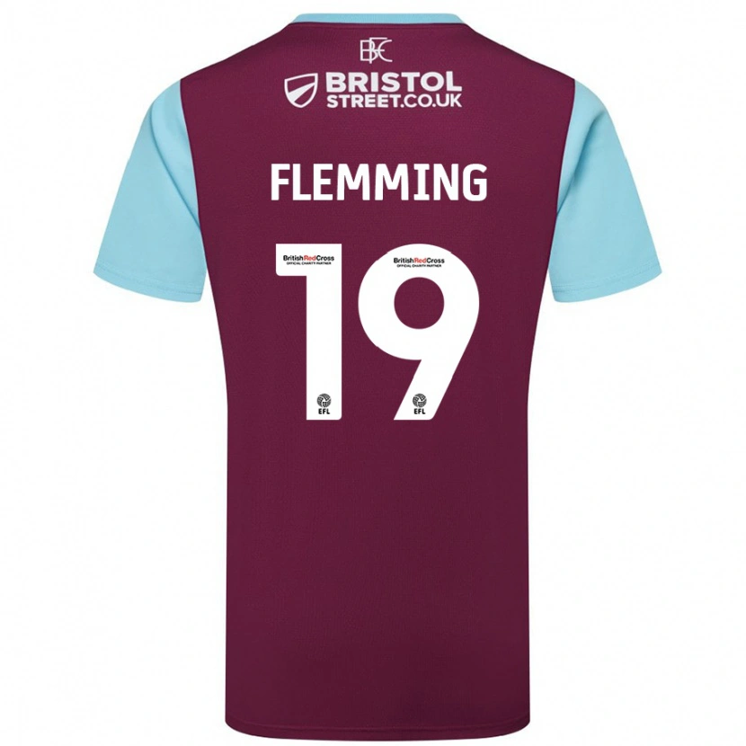 Danxen Hombre Camiseta Zian Flemming #19 Borgoña Azul Cielo 1ª Equipación 2024/25 La Camisa