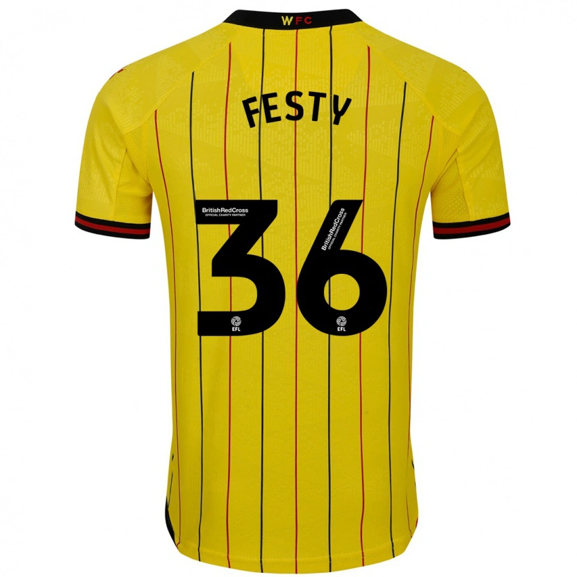 Danxen Hombre Camiseta Festy Ebosele #36 Amarillo Negro 1ª Equipación 2024/25 La Camisa