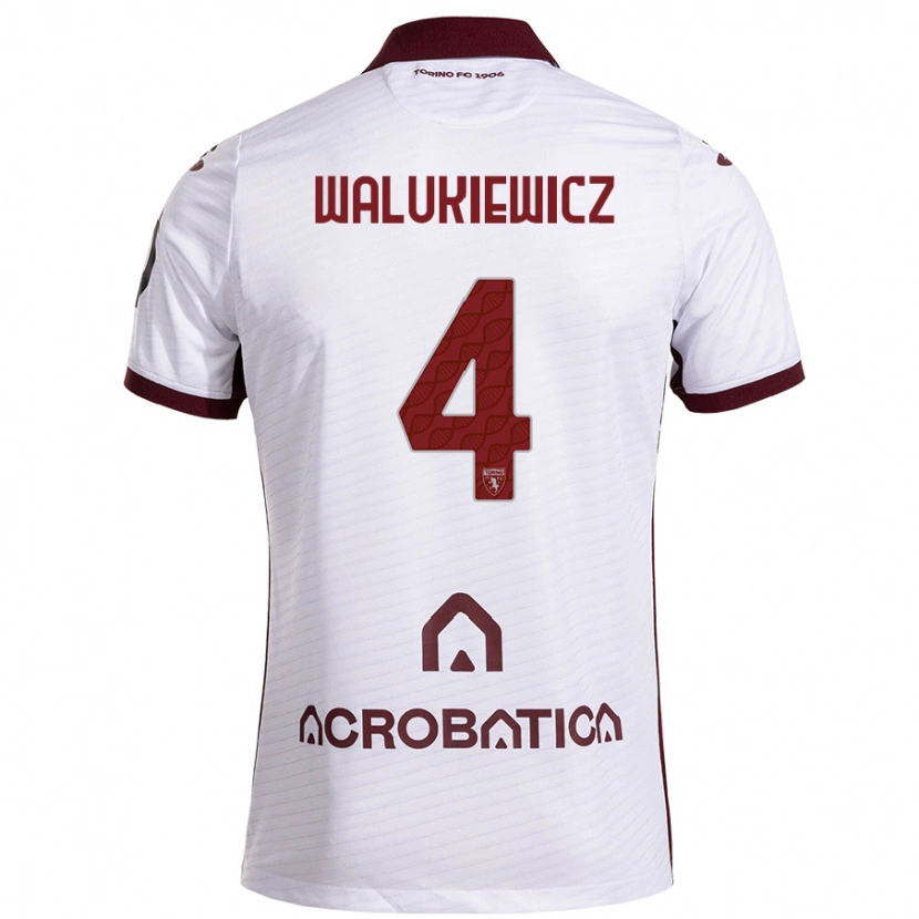 Danxen Hombre Camiseta Sebastian Walukiewicz #4 Blanco Granate 2ª Equipación 2024/25 La Camisa