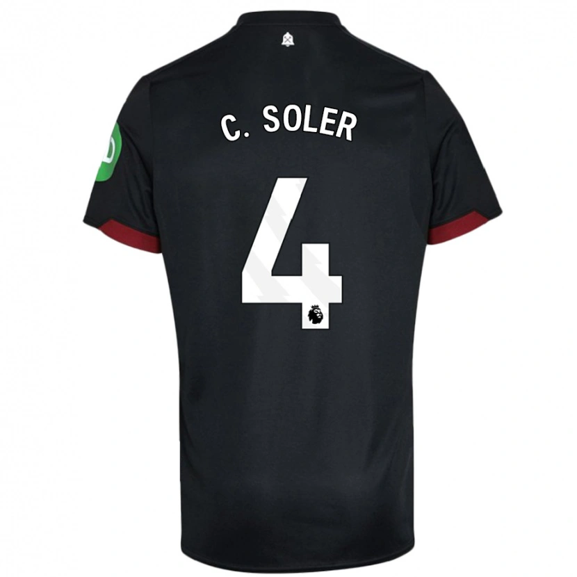 Danxen Mujer Camiseta Carlos Soler #4 Negro Blanco 2ª Equipación 2024/25 La Camisa