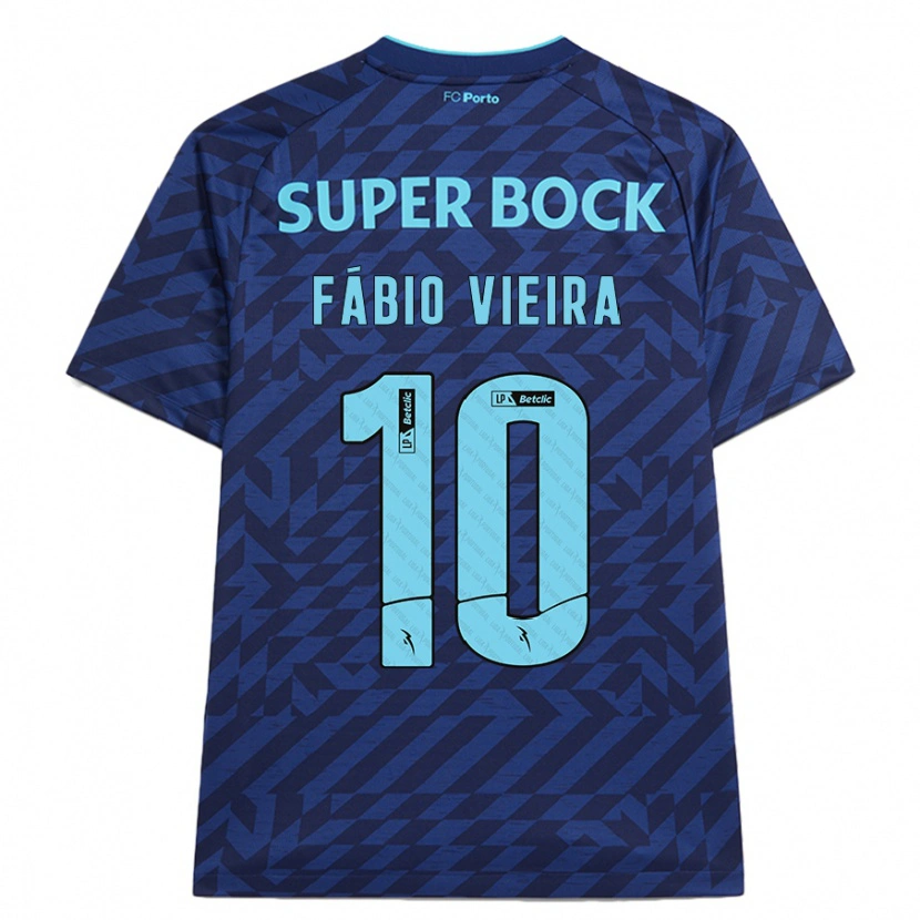 Danxen Mujer Camiseta Fábio Vieira #10 Azul Marino Equipación Tercera 2024/25 La Camisa