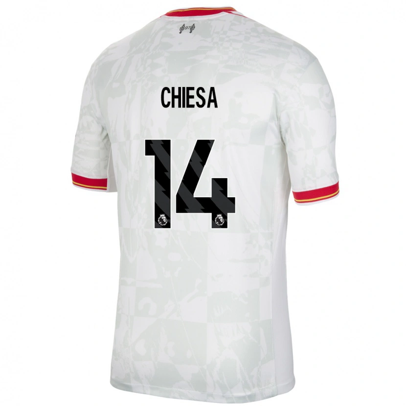 Danxen Mujer Camiseta Federico Chiesa #14 Blanco Rojo Negro Equipación Tercera 2024/25 La Camisa