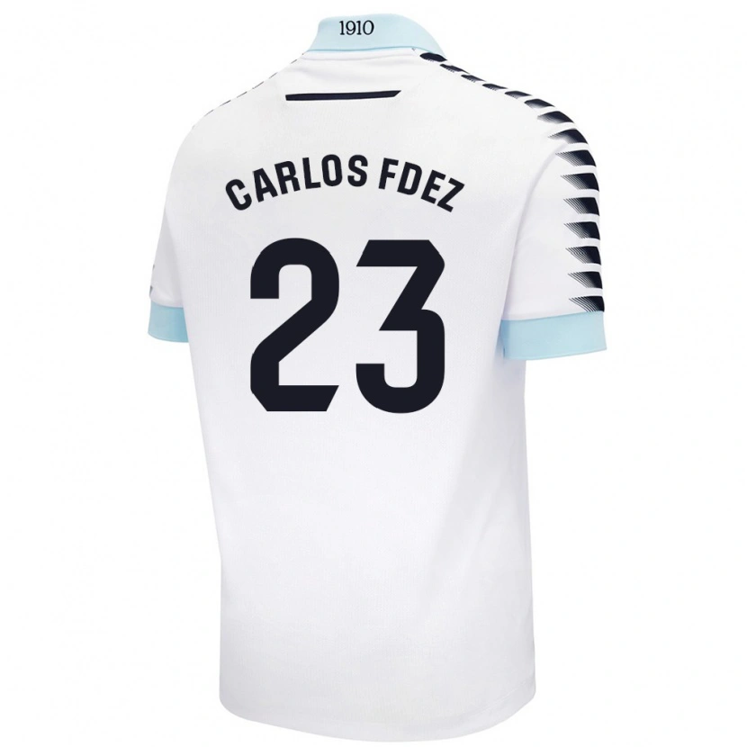 Danxen Mujer Camiseta Carlos Fernández #23 Blanco Azul 2ª Equipación 2024/25 La Camisa