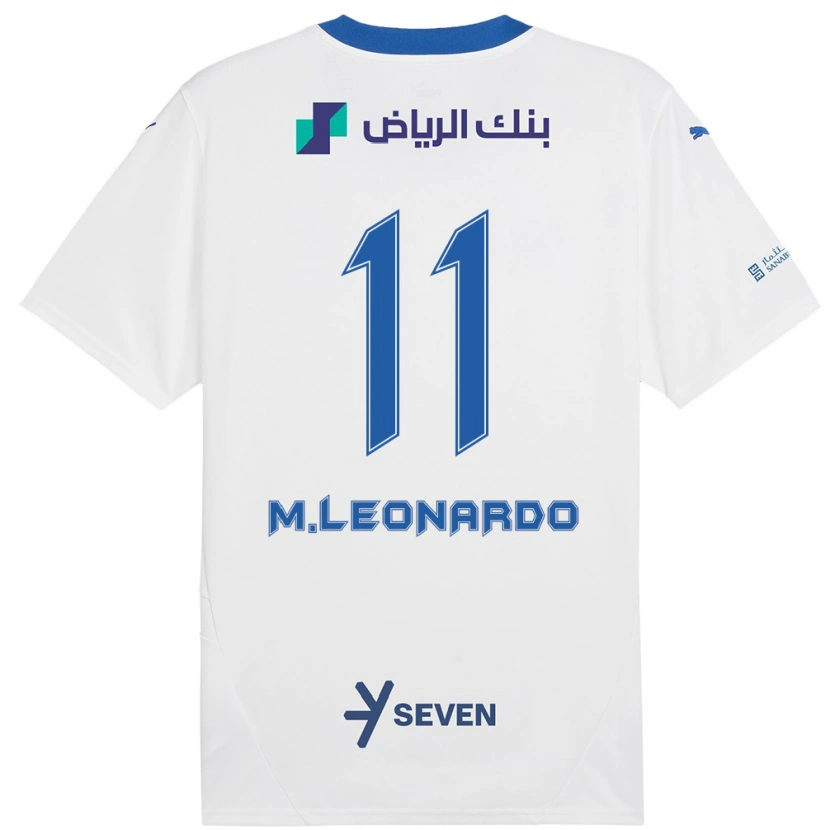 Danxen Mujer Camiseta Marcos Leonardo #11 Blanco Azul 2ª Equipación 2024/25 La Camisa