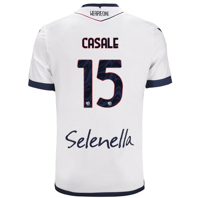 Danxen Mujer Camiseta Nicolò Casale #15 Blanco Azul Real 2ª Equipación 2024/25 La Camisa