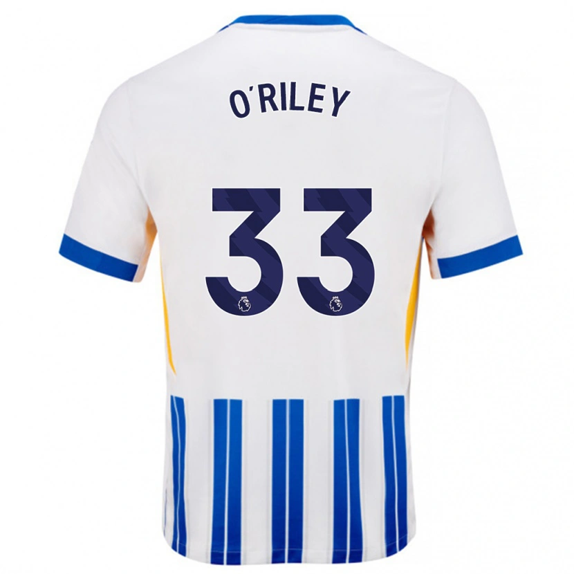 Danxen Mujer Camiseta Matt O'riley #33 Blanco Azul Rayas 1ª Equipación 2024/25 La Camisa