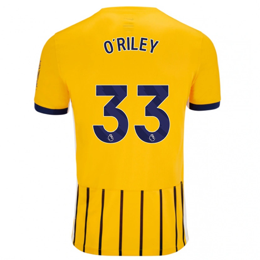 Danxen Mujer Camiseta Matt O'riley #33 Dorado Azul Rayas 2ª Equipación 2024/25 La Camisa