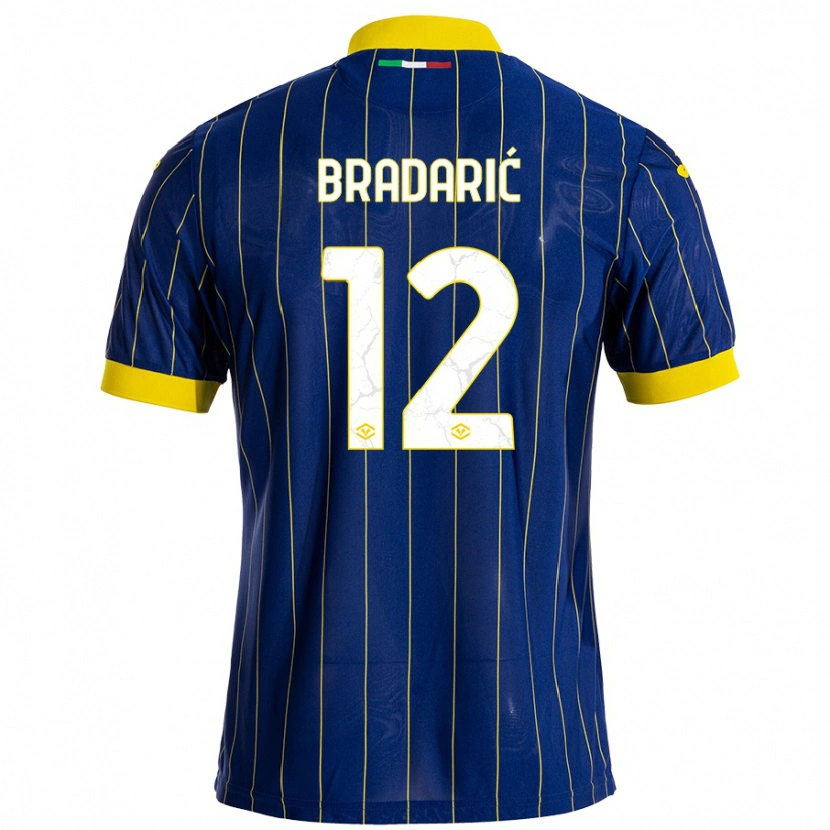 Danxen Mujer Camiseta Domagoj Bradarić #12 Azul Amarillo 1ª Equipación 2024/25 La Camisa